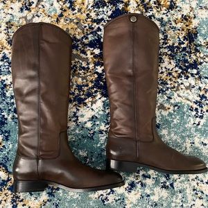 Frye Melissa Button 2 - tall shaft - smoke leather